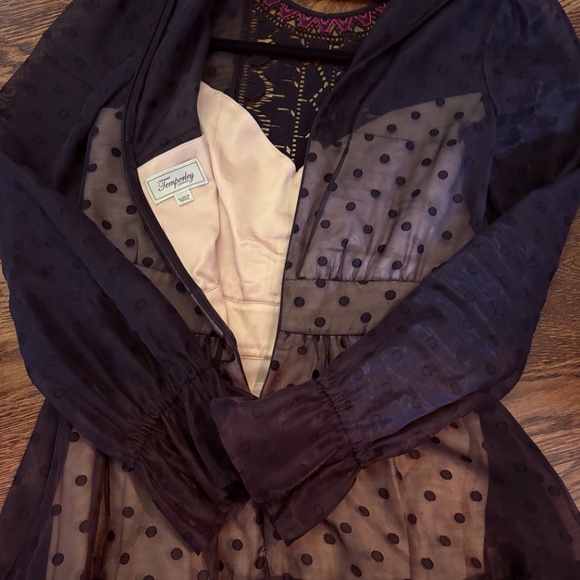 Temperley London Black Sheer Polka Dot Dress with Nude Lining Size 6 US / 10 UK - Picture 4 of 5